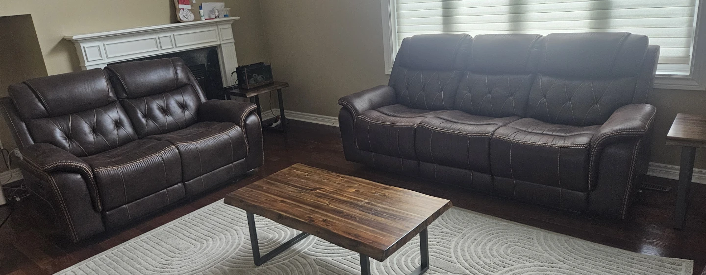 Brown Leather Reclining Sofa Set - photo 5