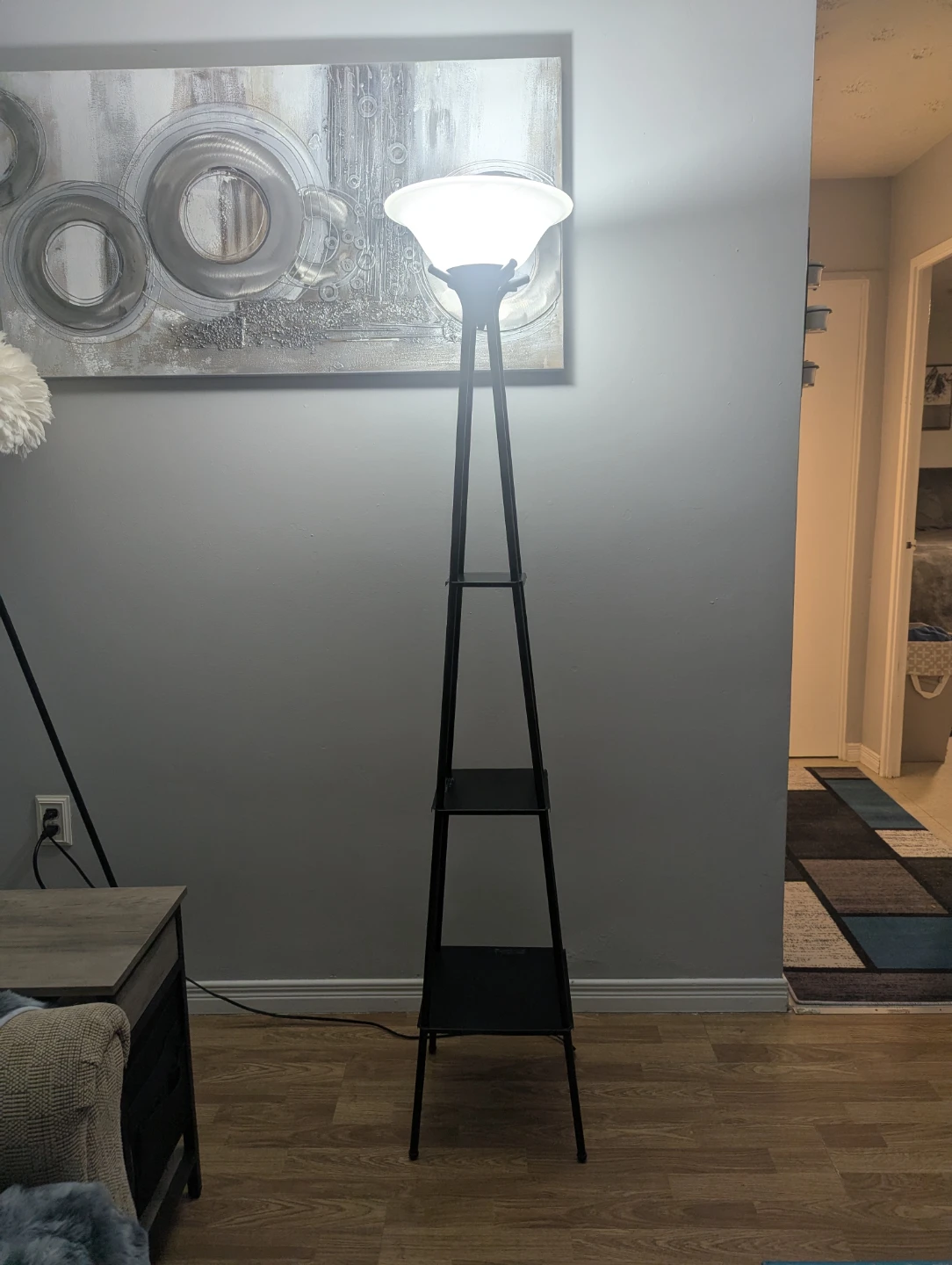 Black Floor Lamp with Shelves