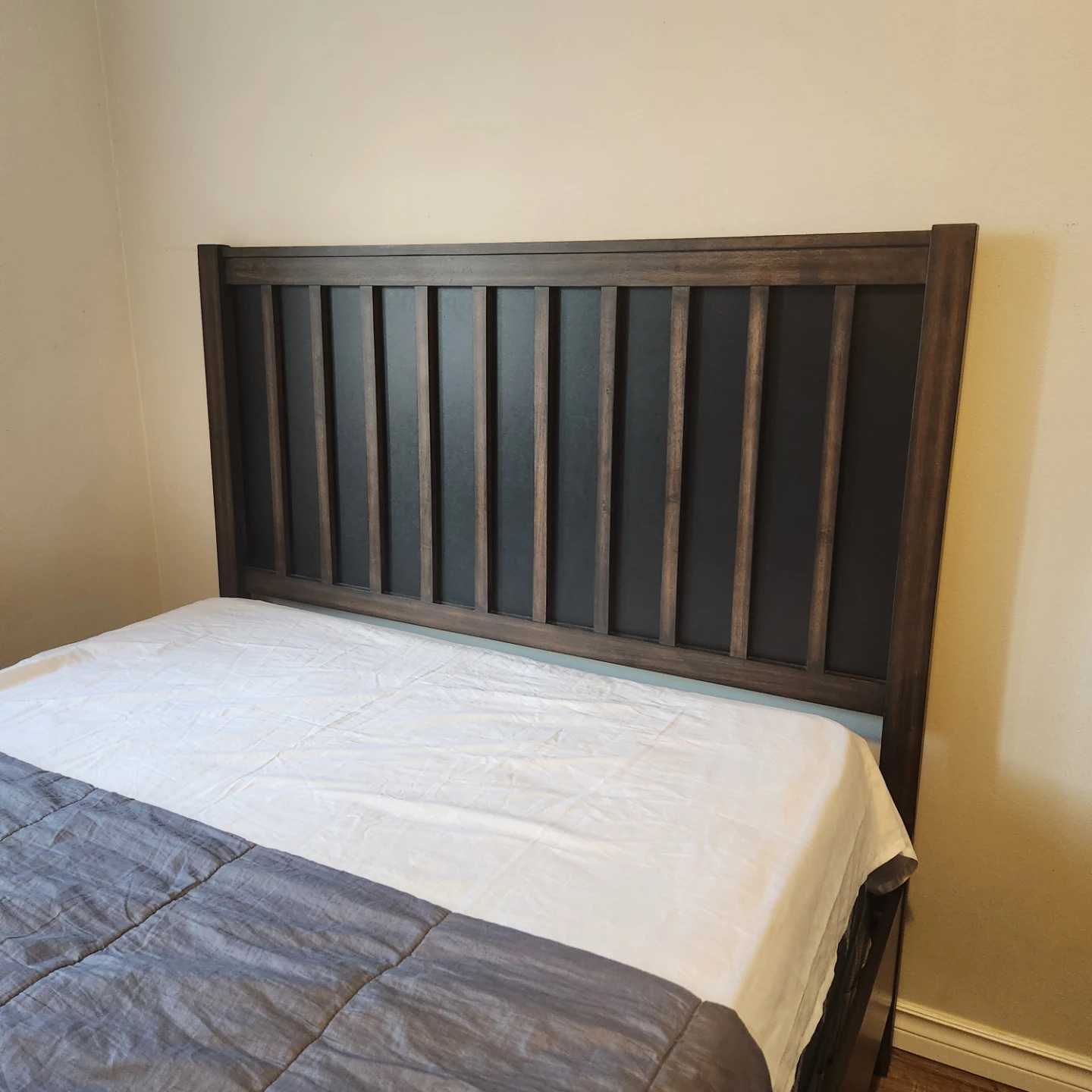 Wooden Queen Bed Frame, Box String with Dark Wood Headboard - photo 5