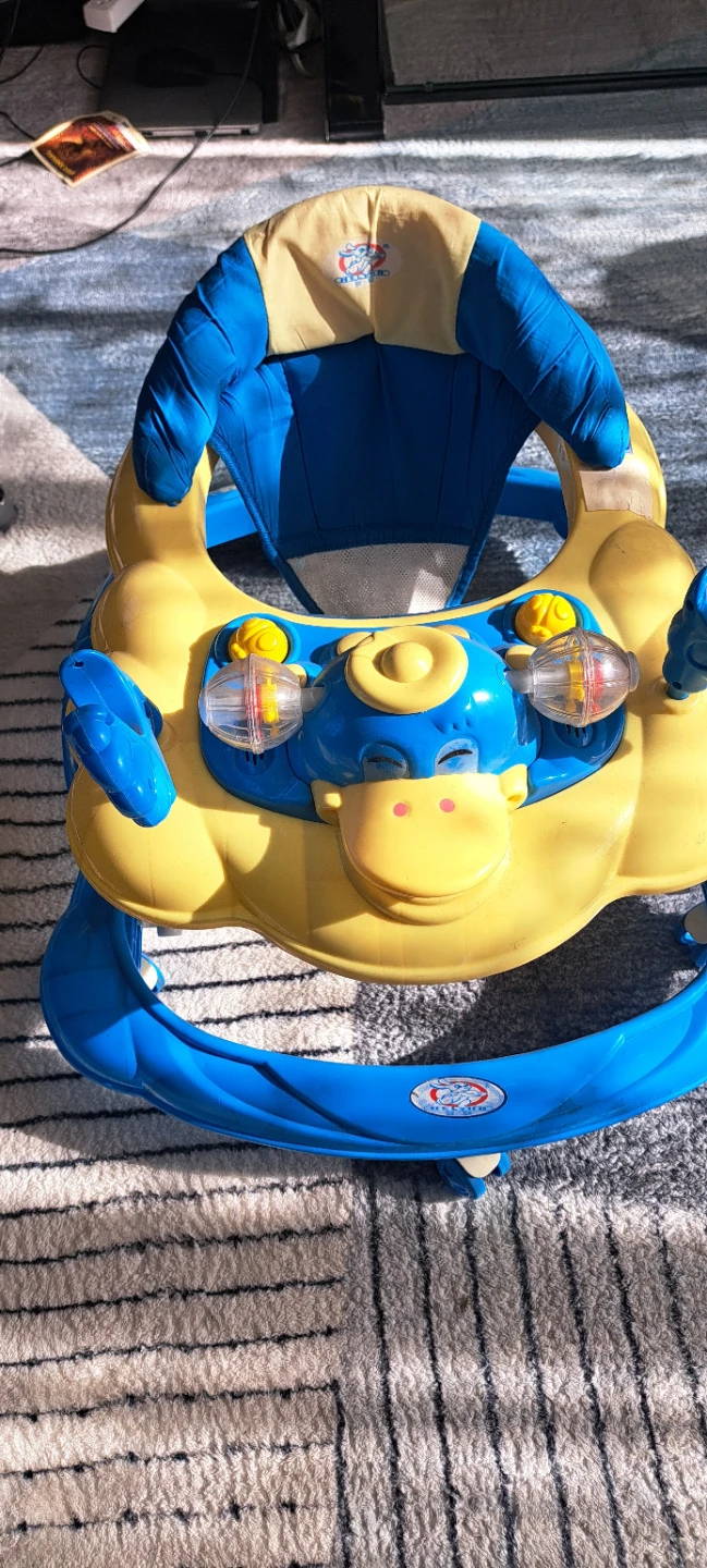 Blue and Yellow Baby Walker with Toys