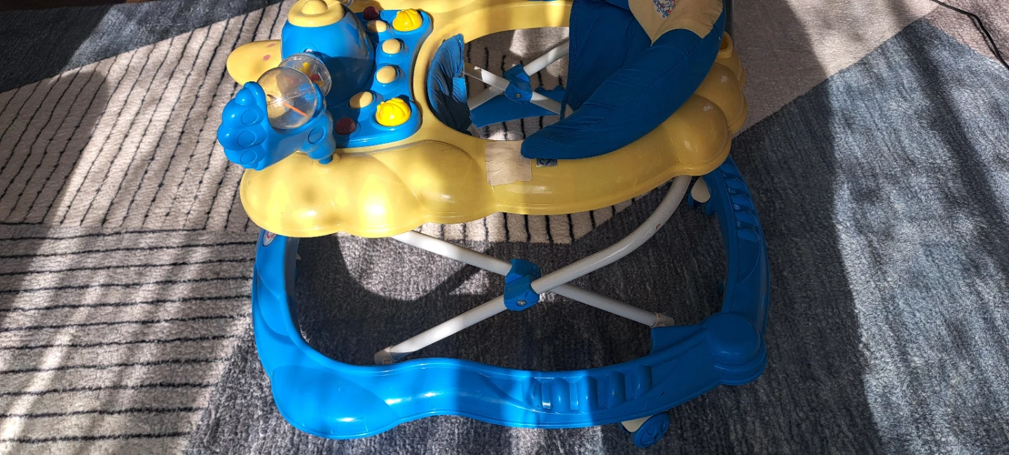 Blue and Yellow Baby Walker with Toys - photo 2