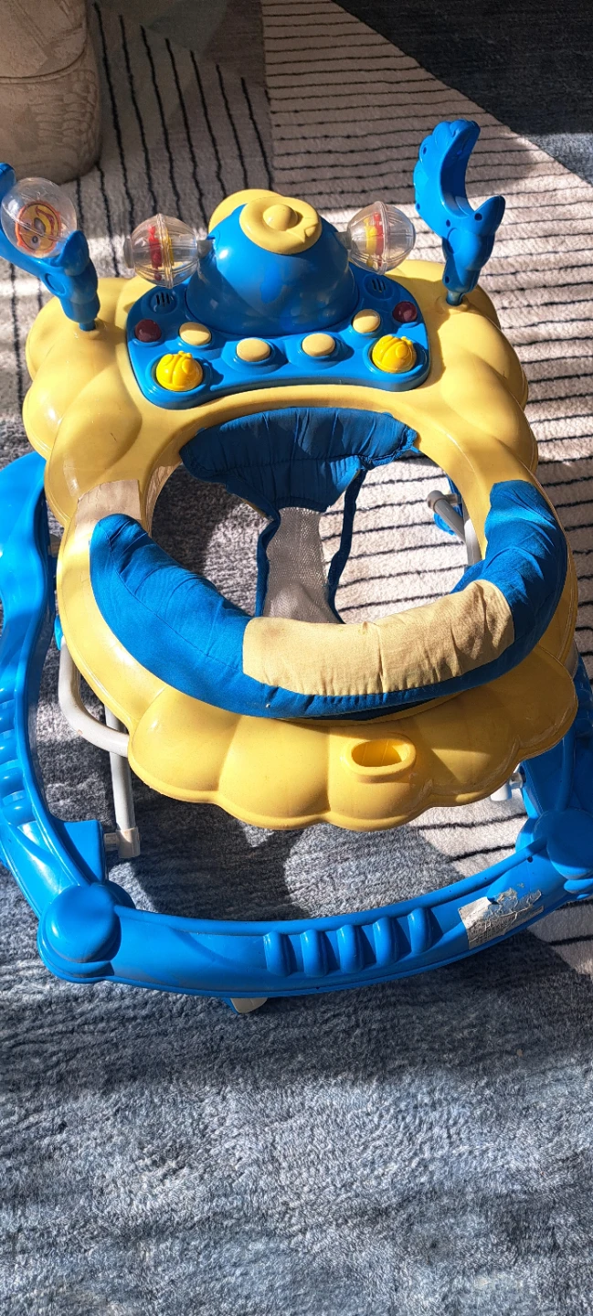 Blue and Yellow Baby Walker with Toys - photo 4