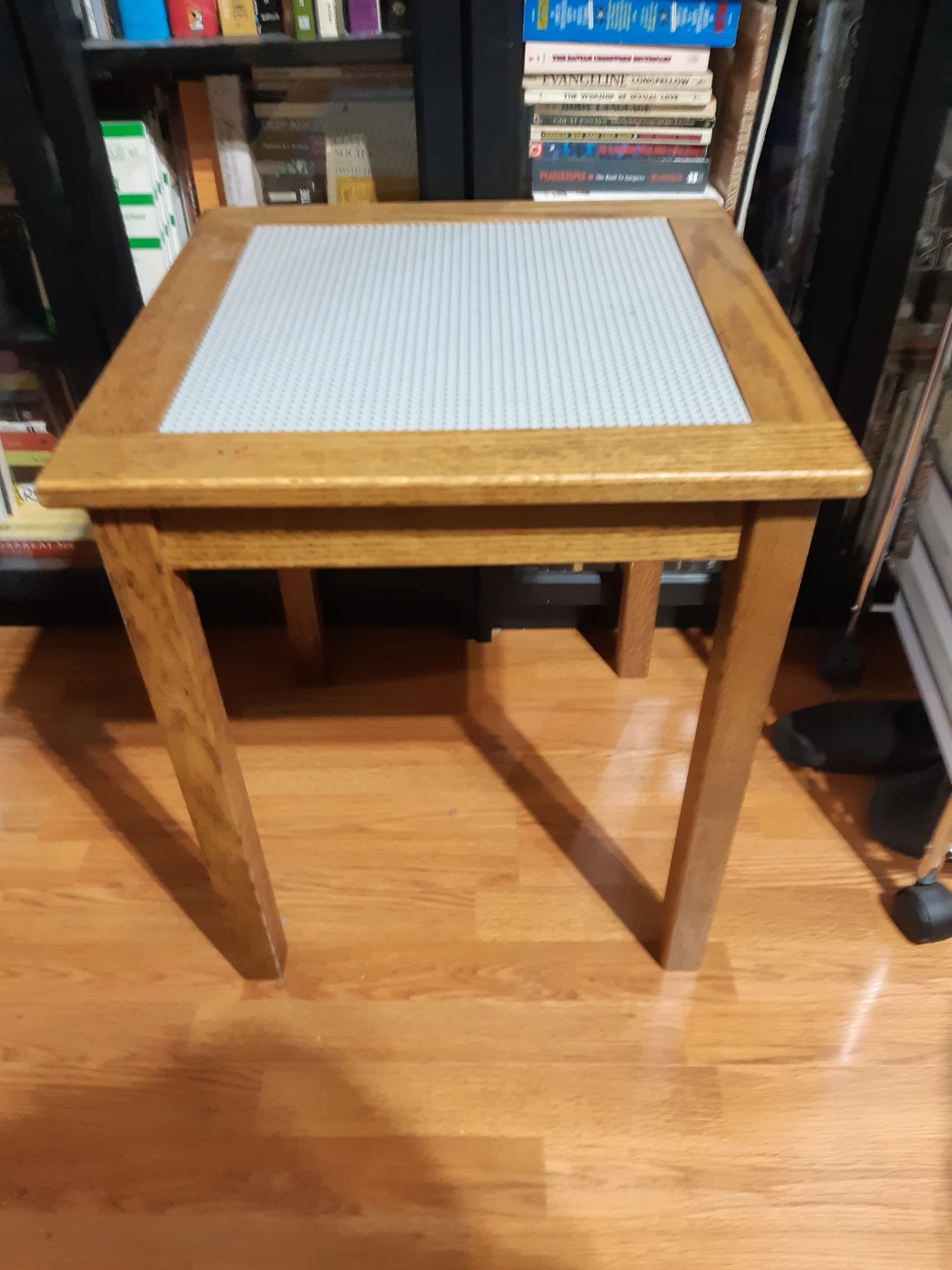 Wooden Table with Grey Lego Baseplate