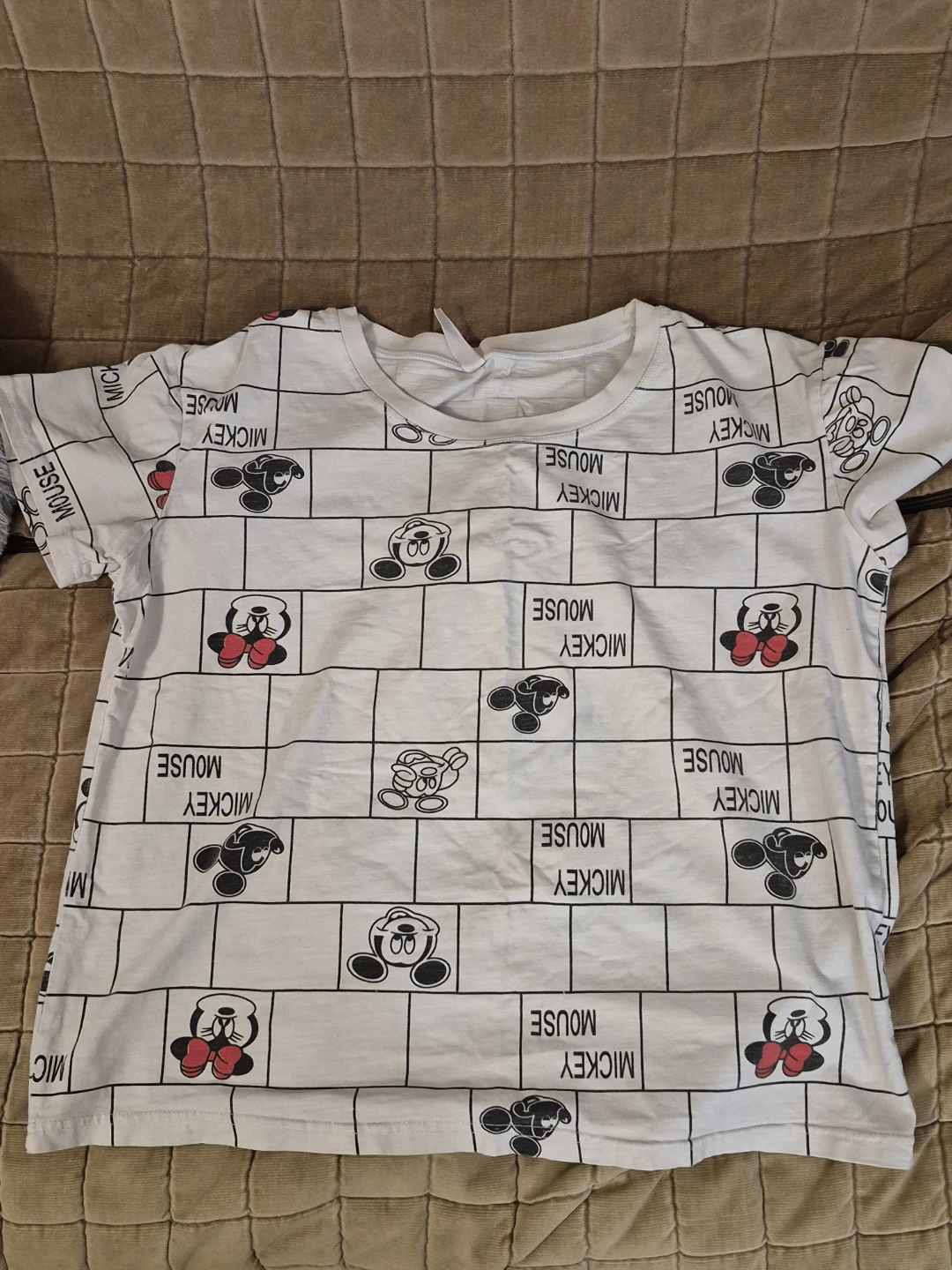 medium "cropped" t-shirt short sleeve micky mouse grid