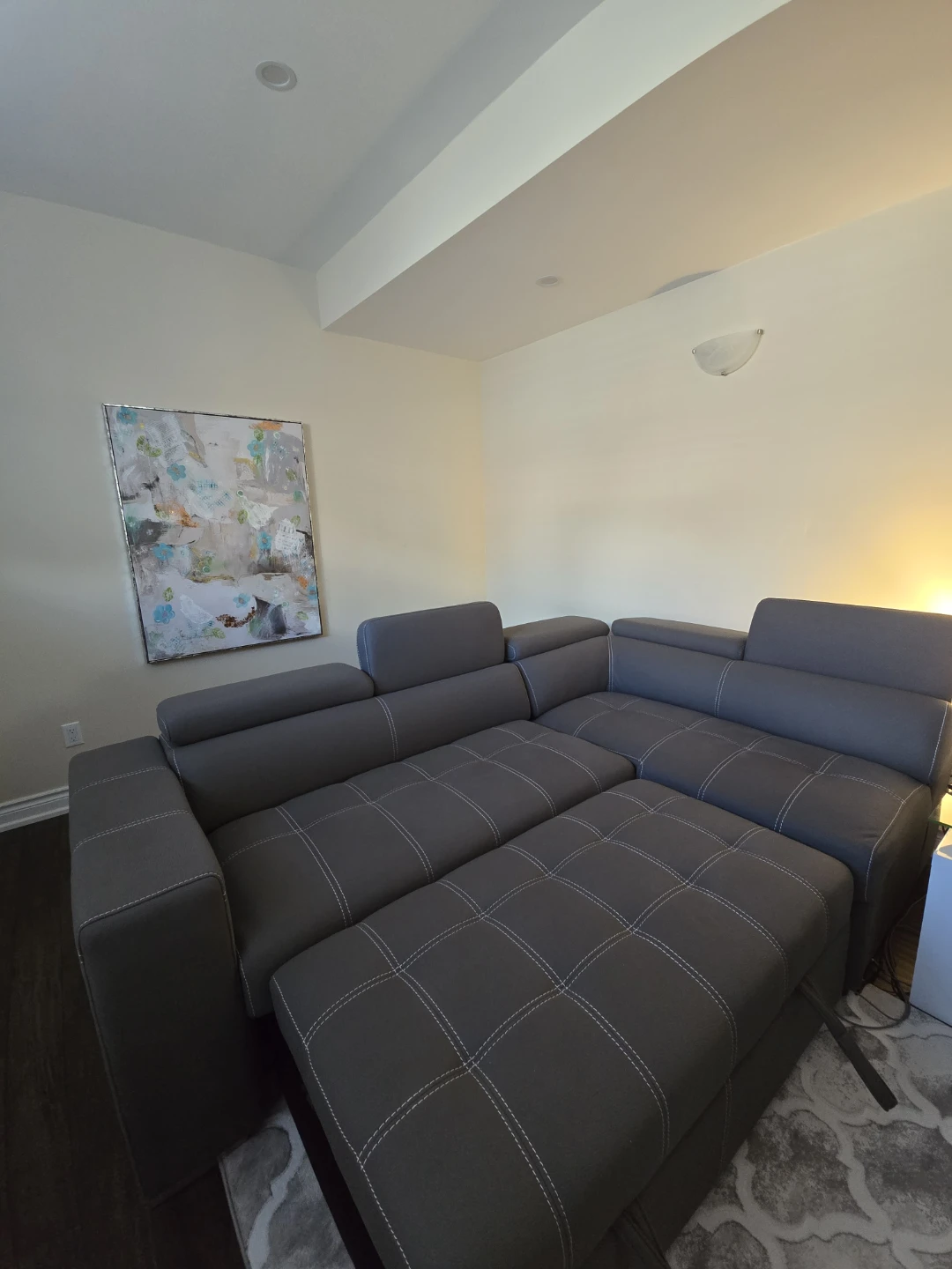 Sleeper Sectional with Storage Ottoman - Cement Grey. LIKE NEW - photo 3