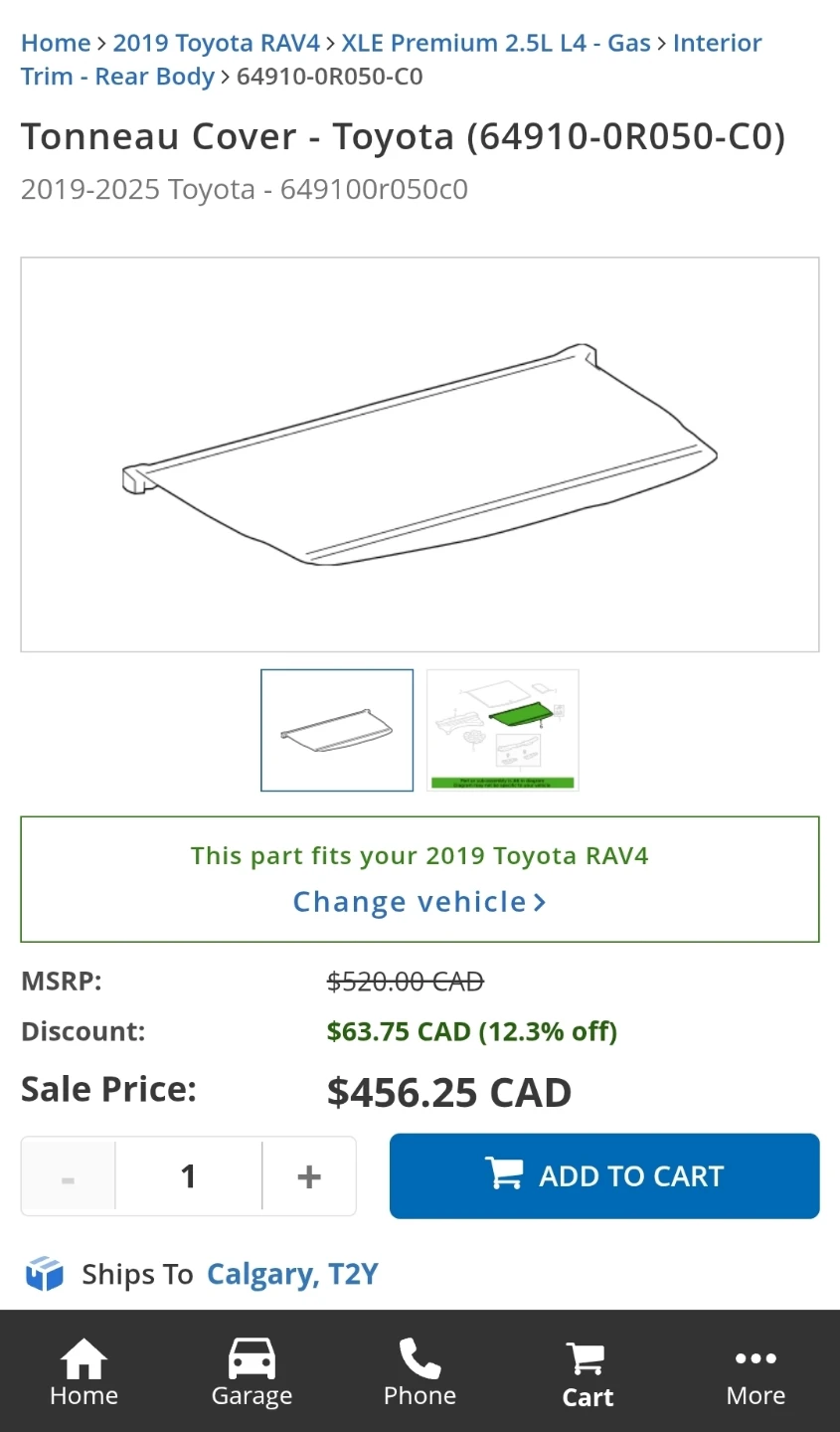 Rear Cargo (Tonneau) Cover with Toyota Rav4 2019-25
