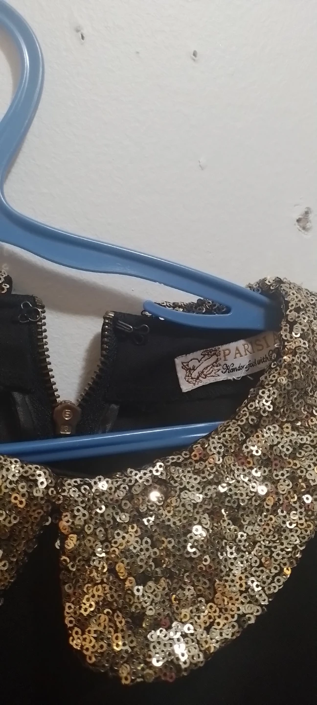 PARISIAN Black Sequin Collar Peplum Top - photo 2