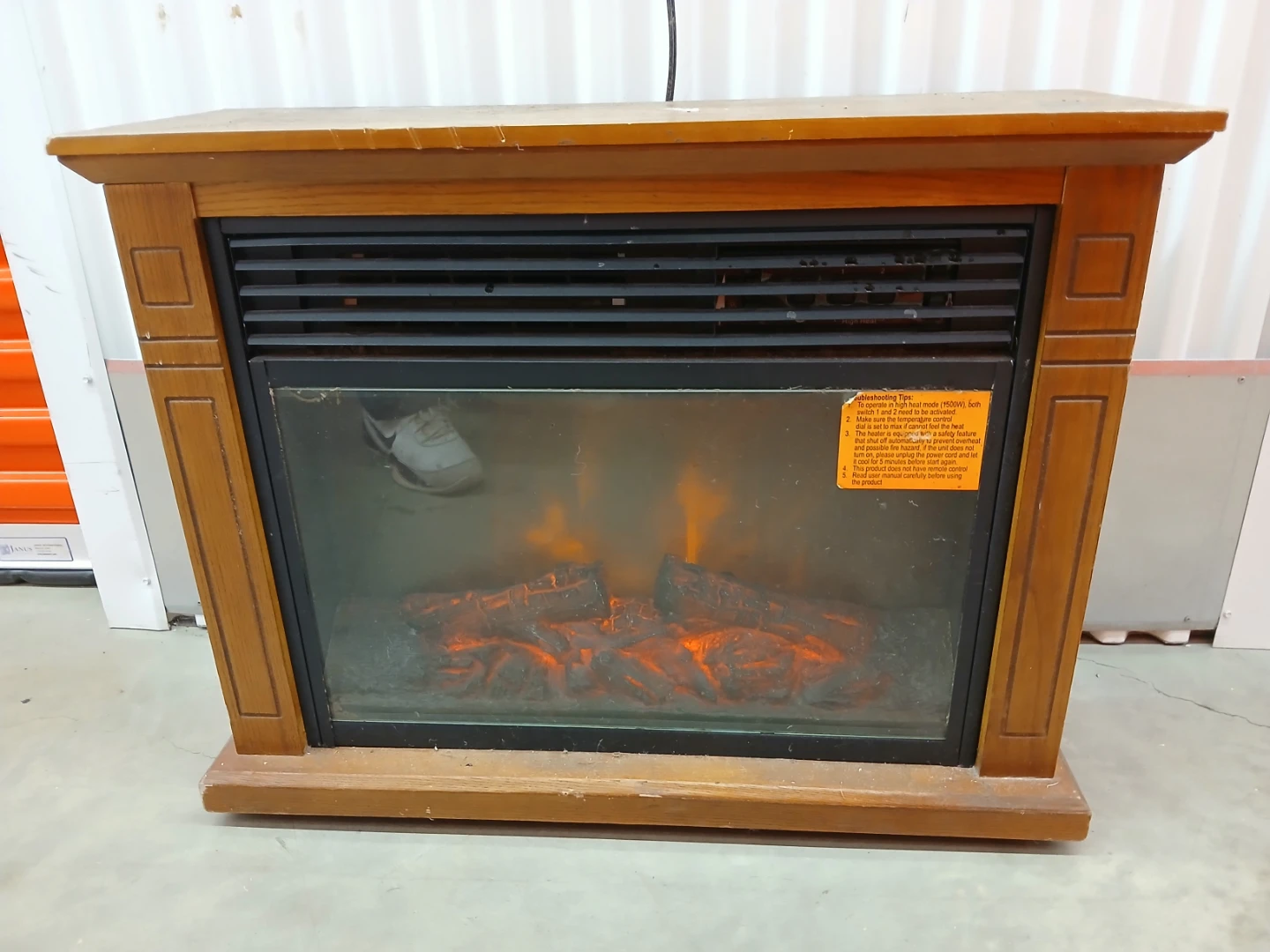 Electric Fireplace with Wooden Mantel