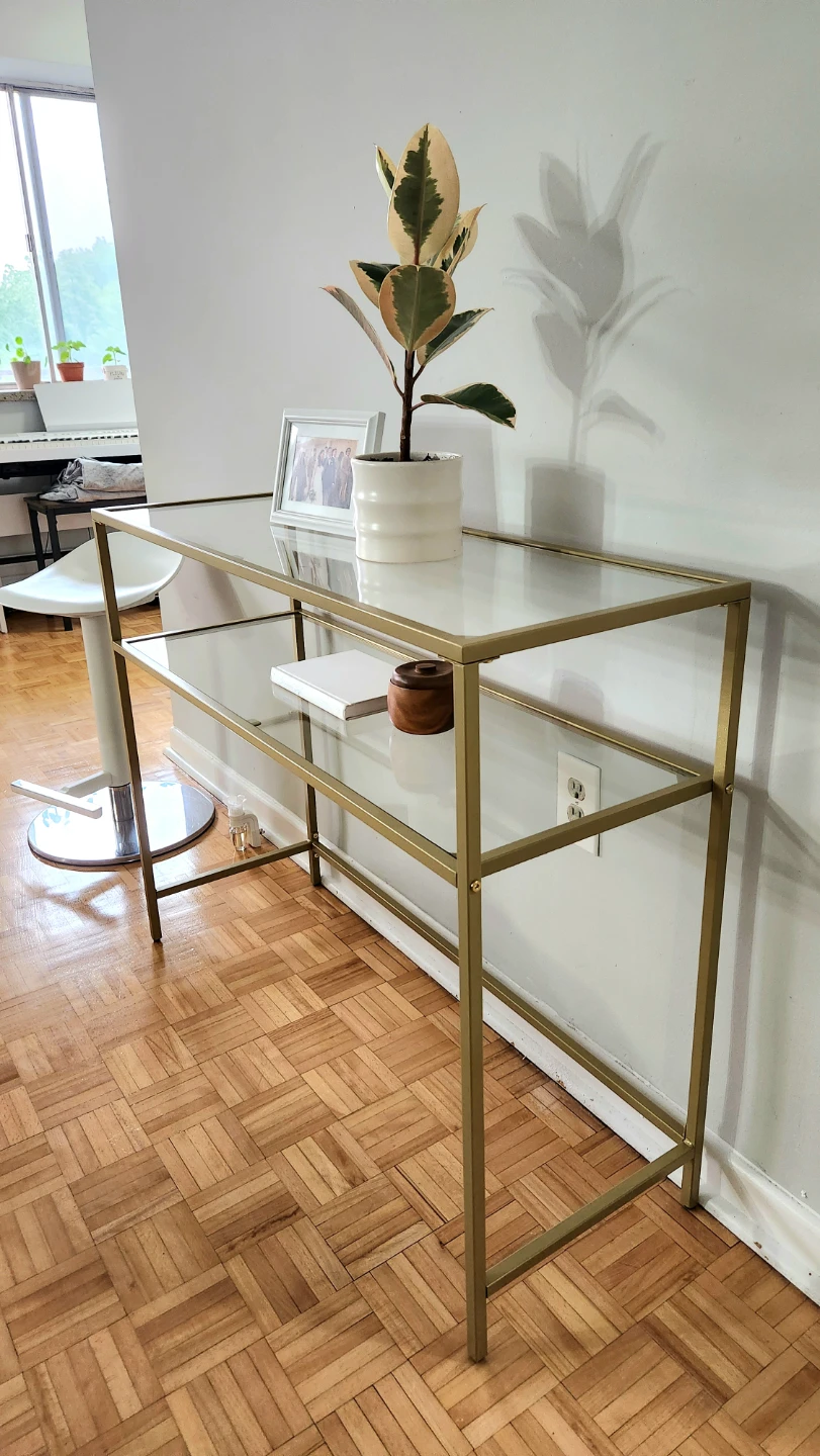 39.4" Glass Gold Console Table *new