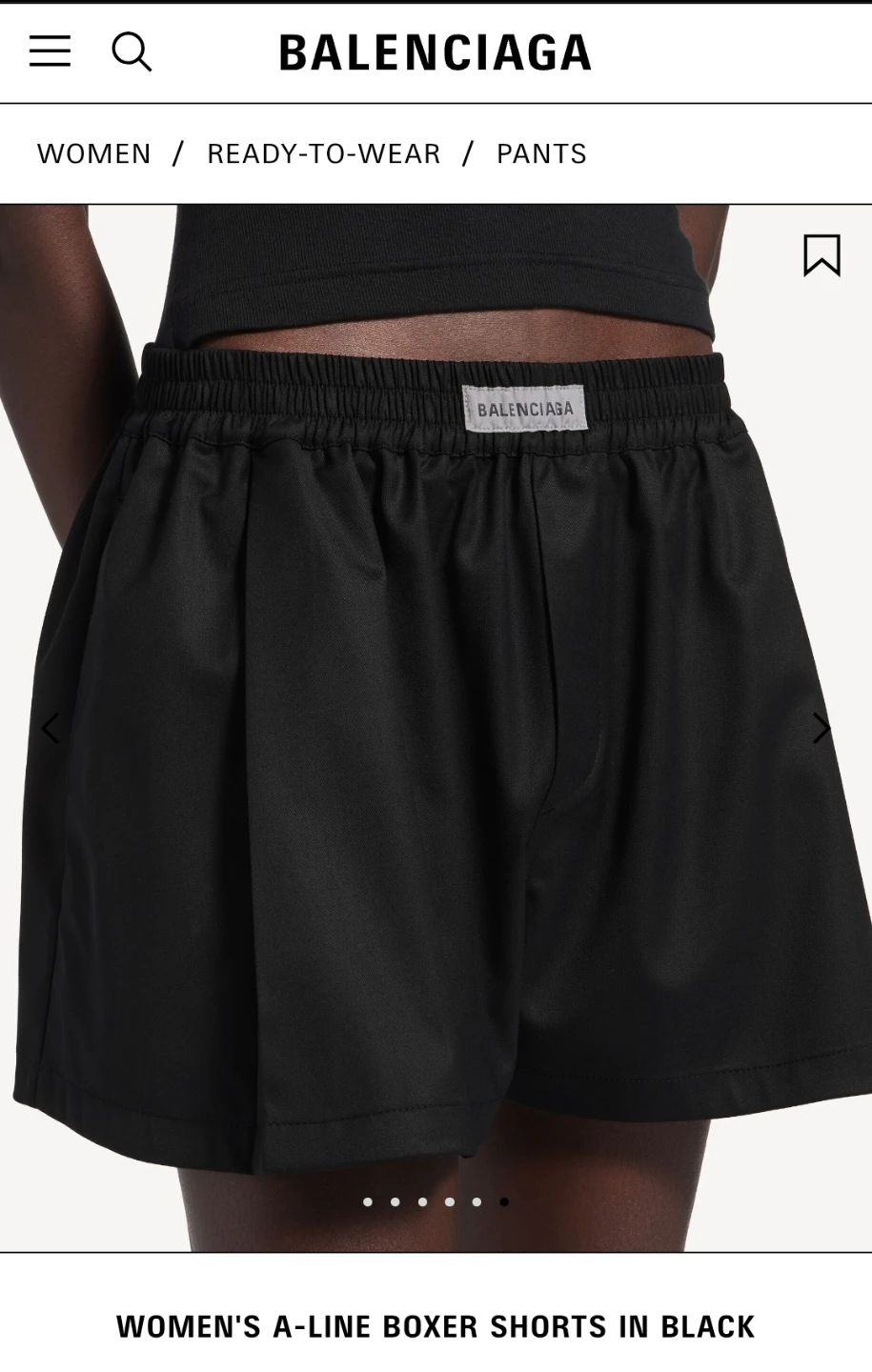 Balenciaga Women's A-Line Boxer Shorts in Black