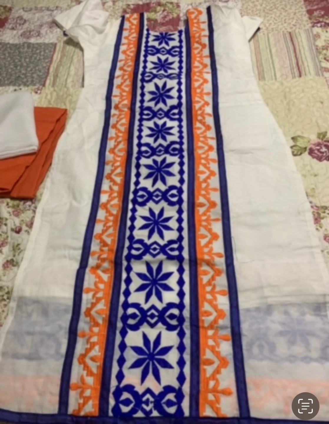 White Kurti with Orange and Blue Embroidery - photo 2