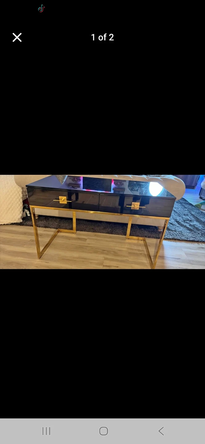 Black Console Table with Gold Frame