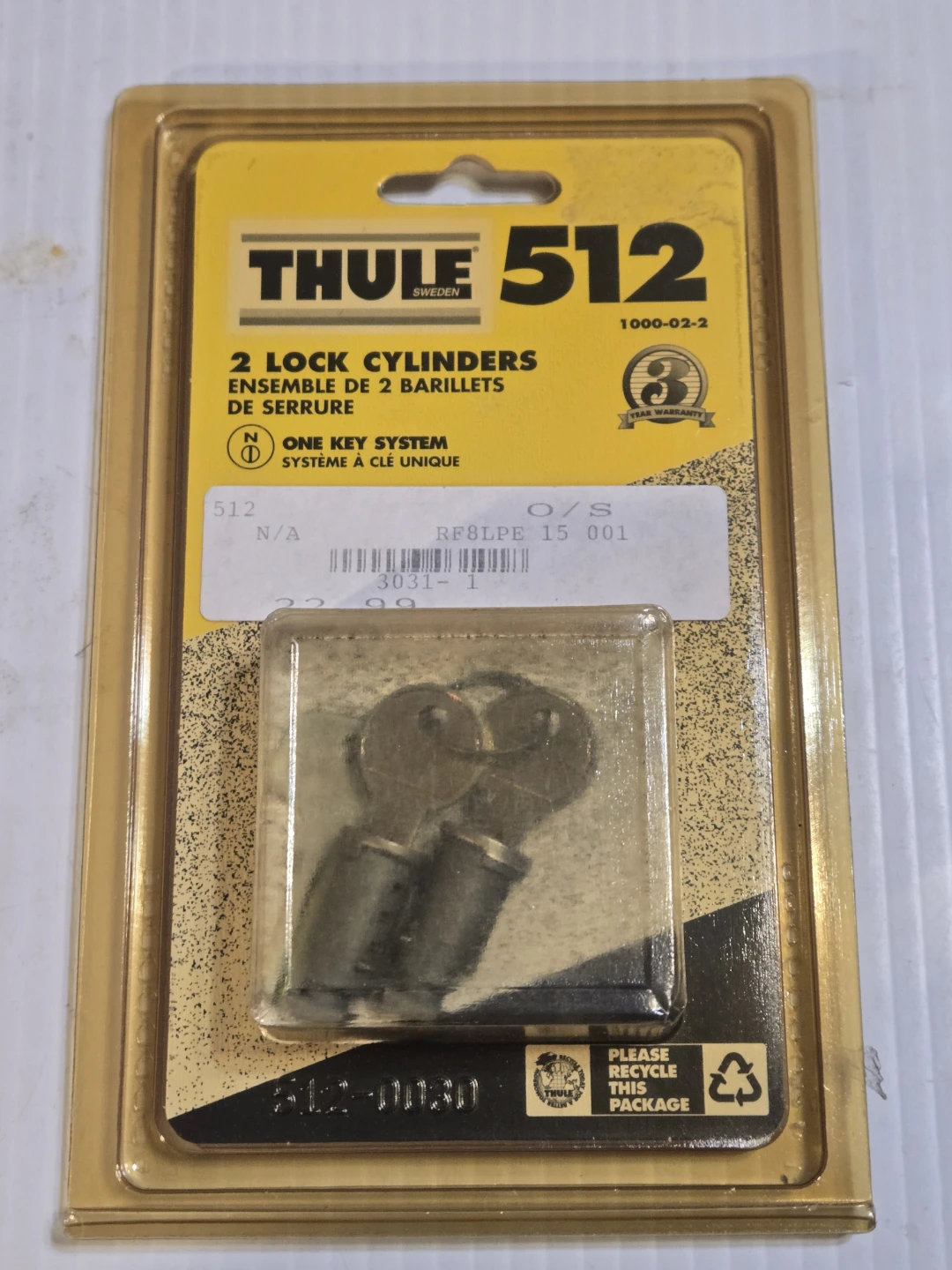 Thule 512 One Key System Lock Cylinders