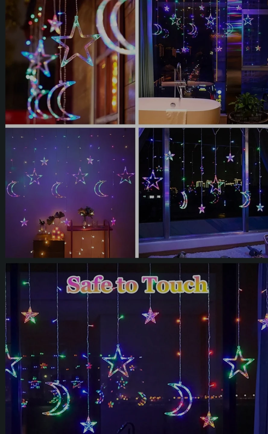 Moon and Star Curtain Lights