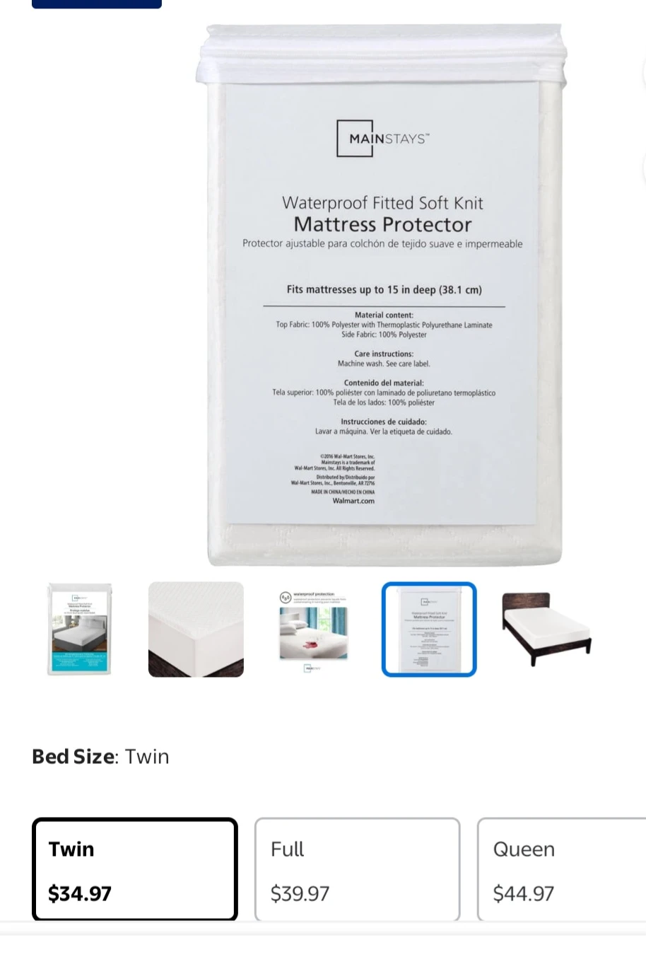 Waterproof Fitted Soft Knit Mattress Protector Twin Size - photo 2