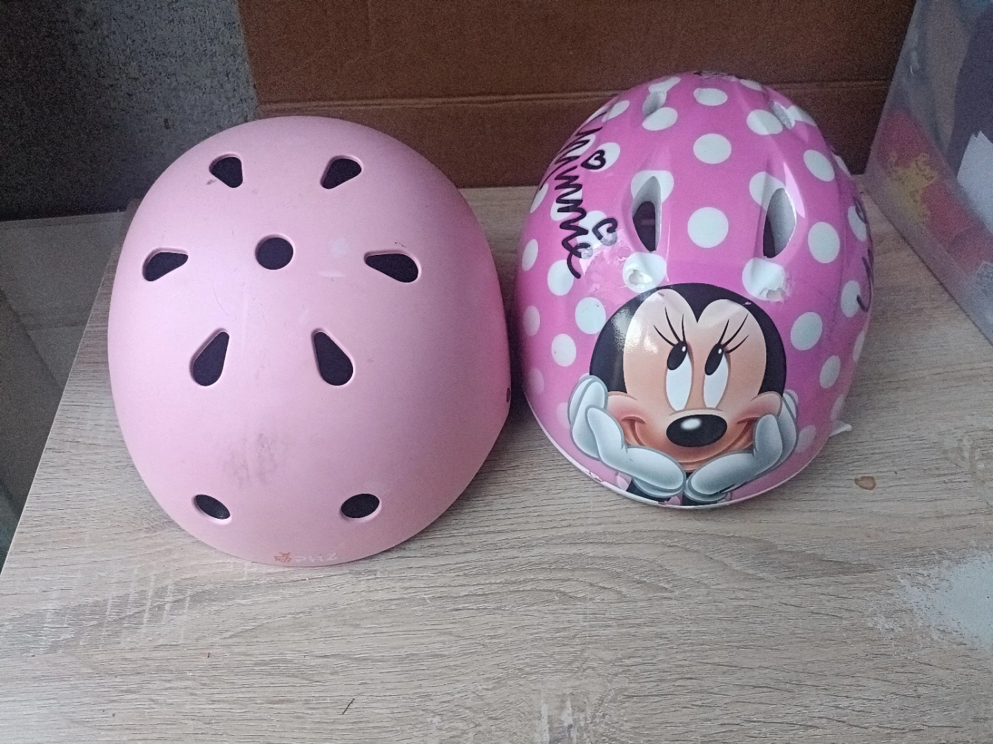 Kids Pink Minnie Mouse & Plain Helmets (2)