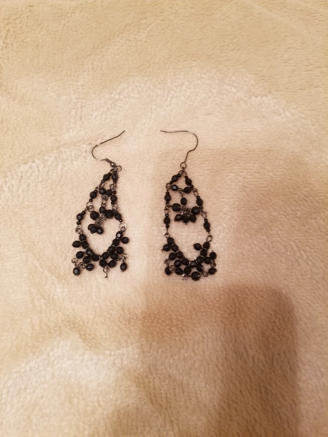 Black Chandelier Style Beaded Earrings