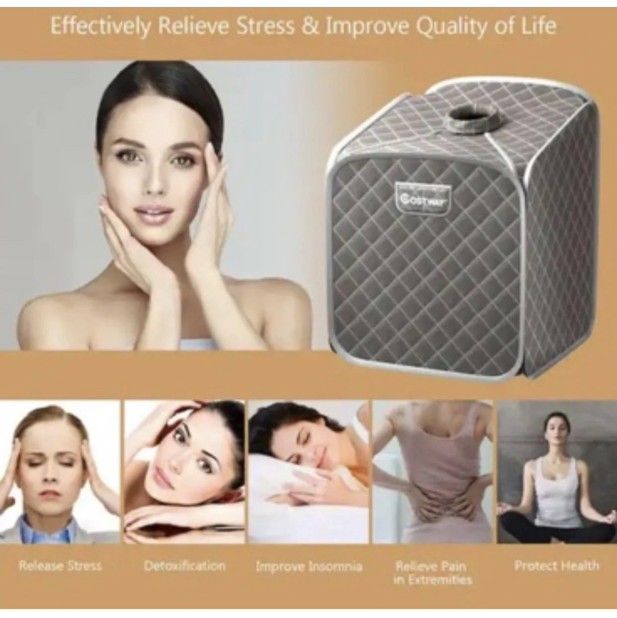 COSTWAY Portable Steam Sauna Tent