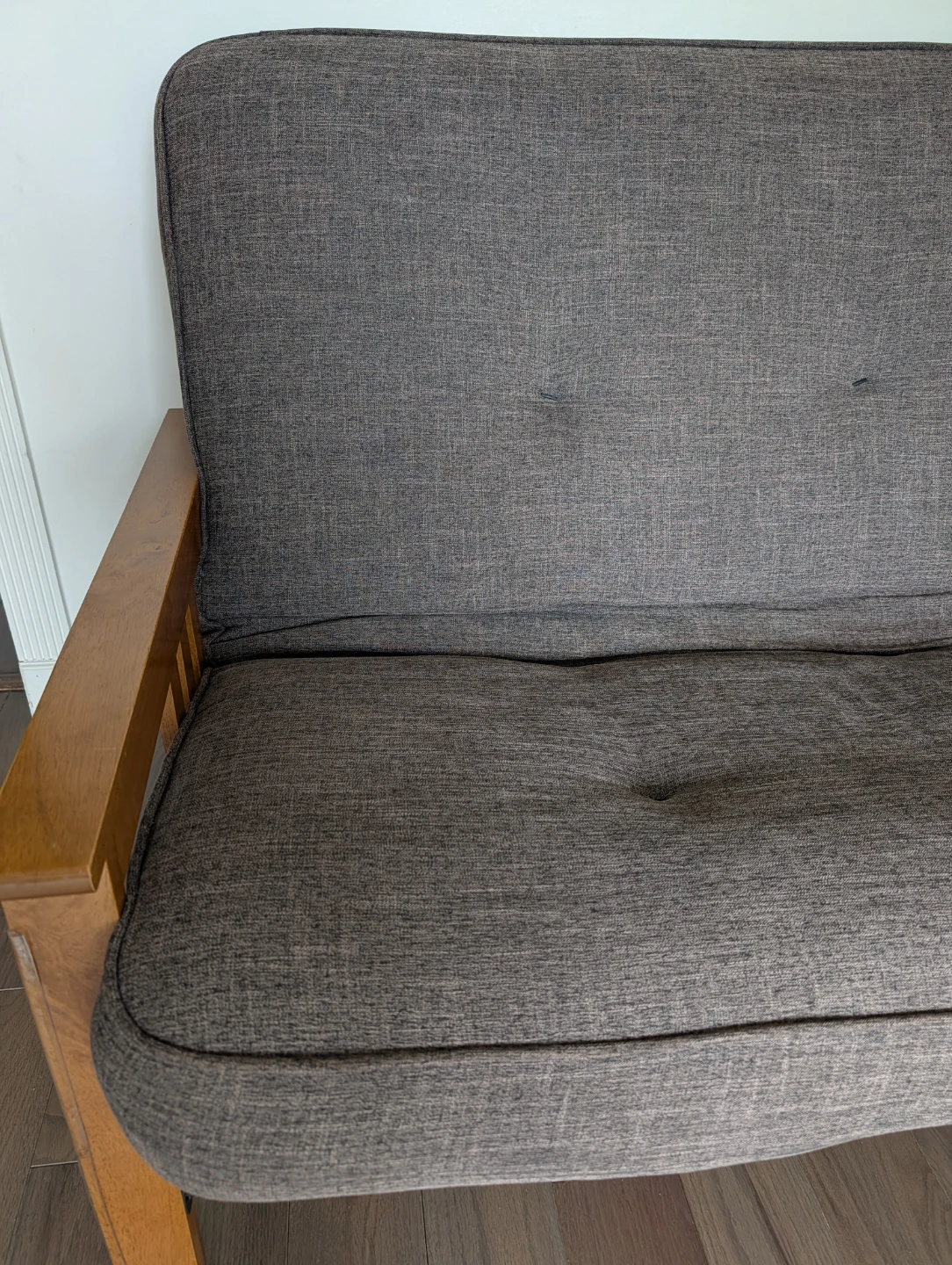 Gray Futon Sofa Bed with Wooden Frame