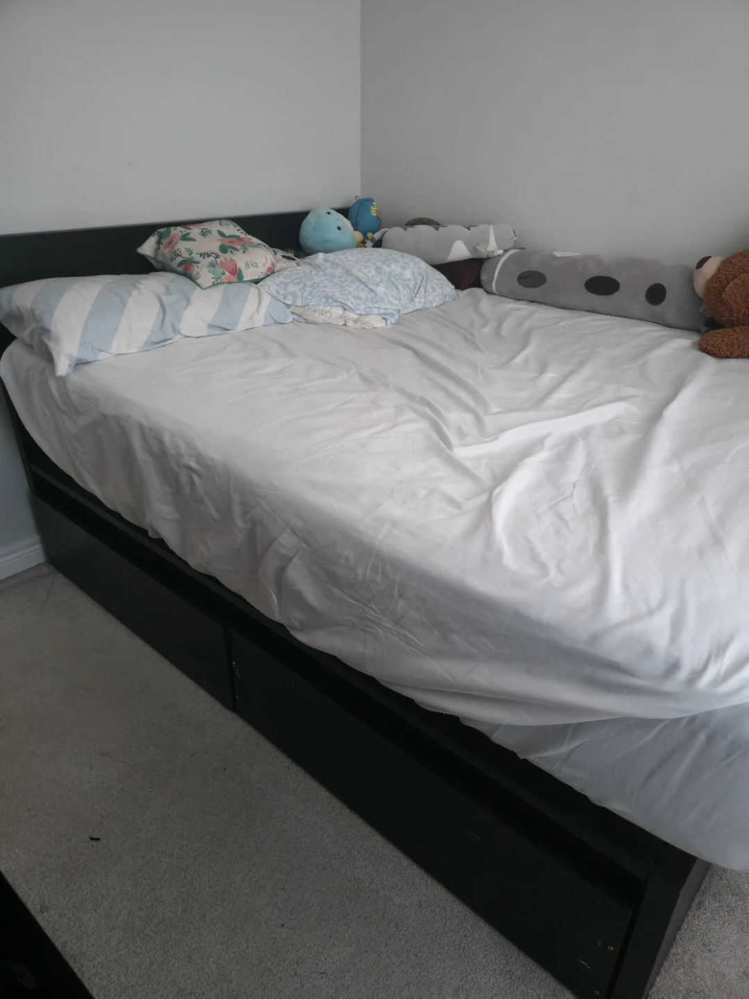Dark Wood Double Bed Frame