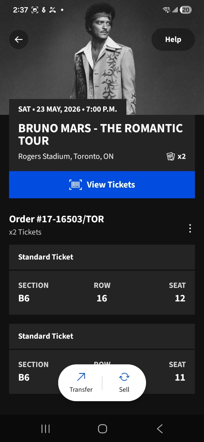 Bruno Mars The Romantic Tour Tickets Toronto