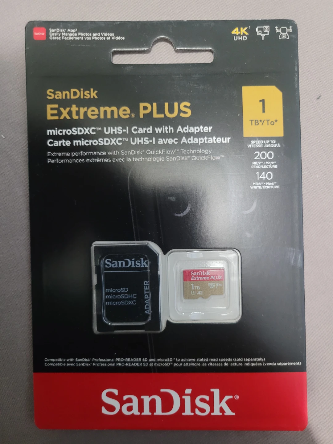 SanDisk Extreme PLUS microSDXC UHS-I Card with Adapter - 1TB