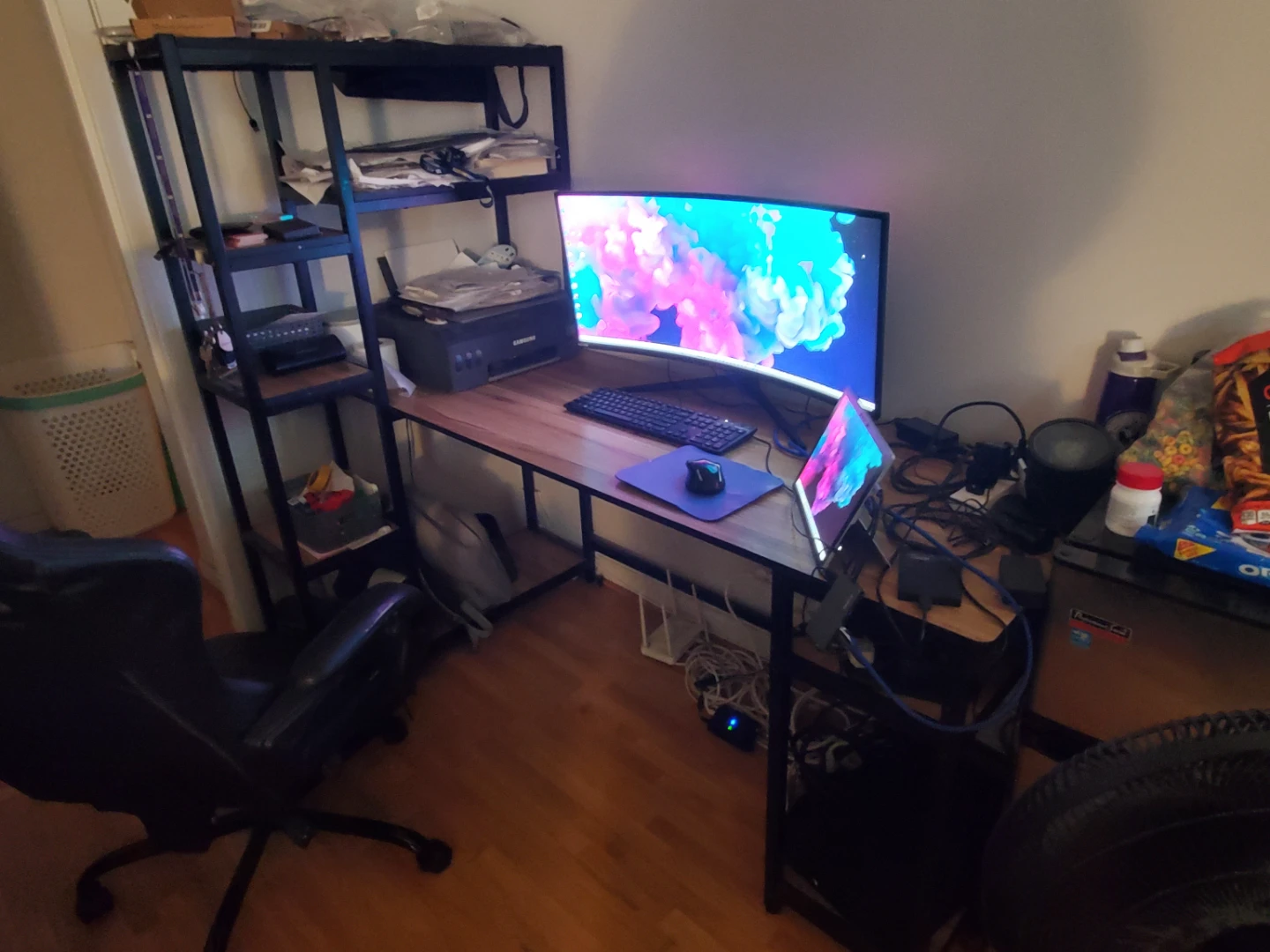 L-Shaped Desk with Shelves