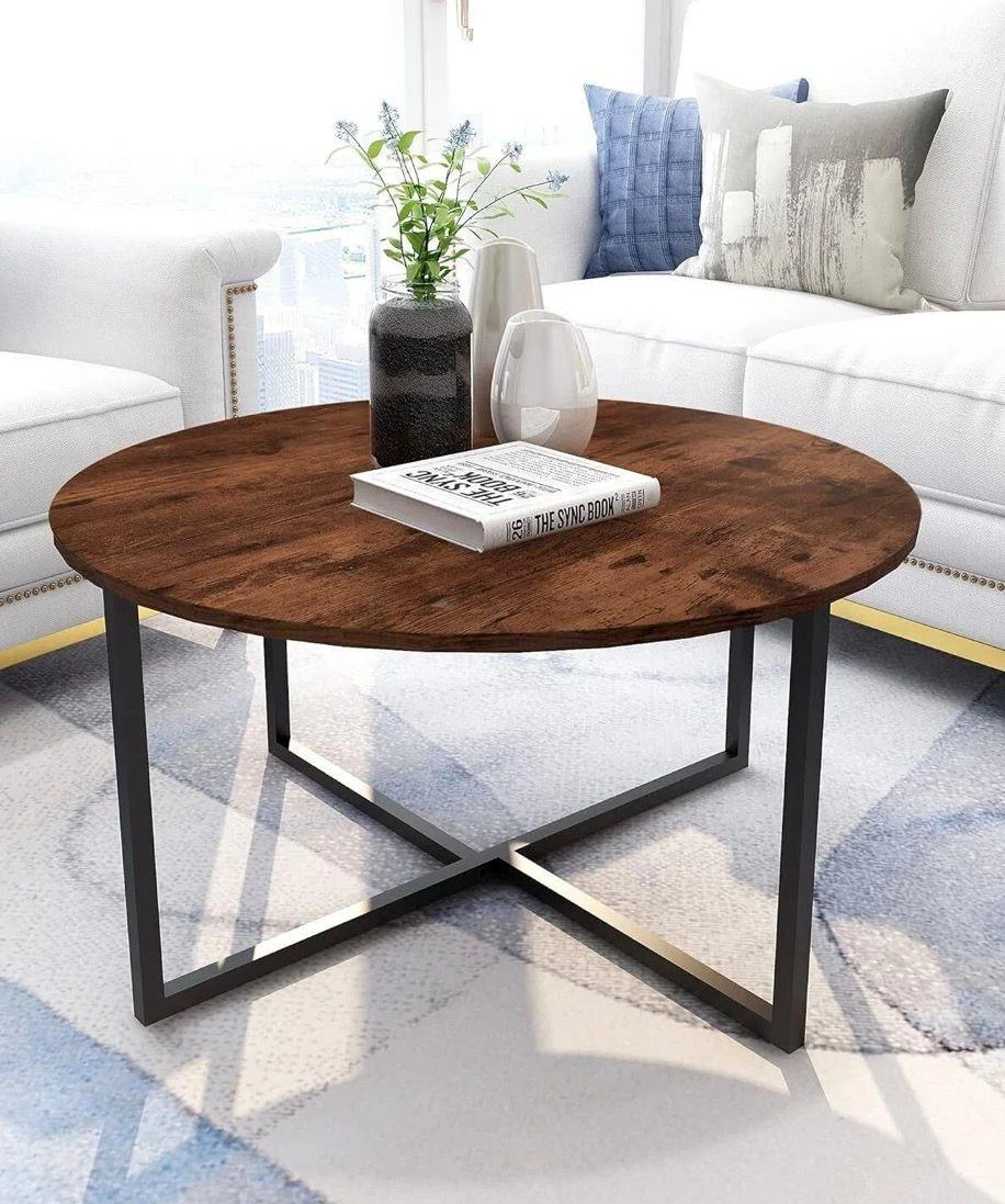 Round Coffee Table with X-Leg Base - photo 3