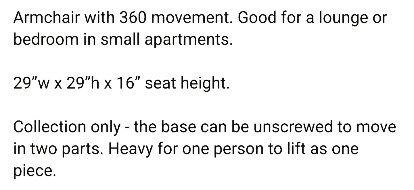 Gray Swivel Armchair - 360 Movement - photo 3