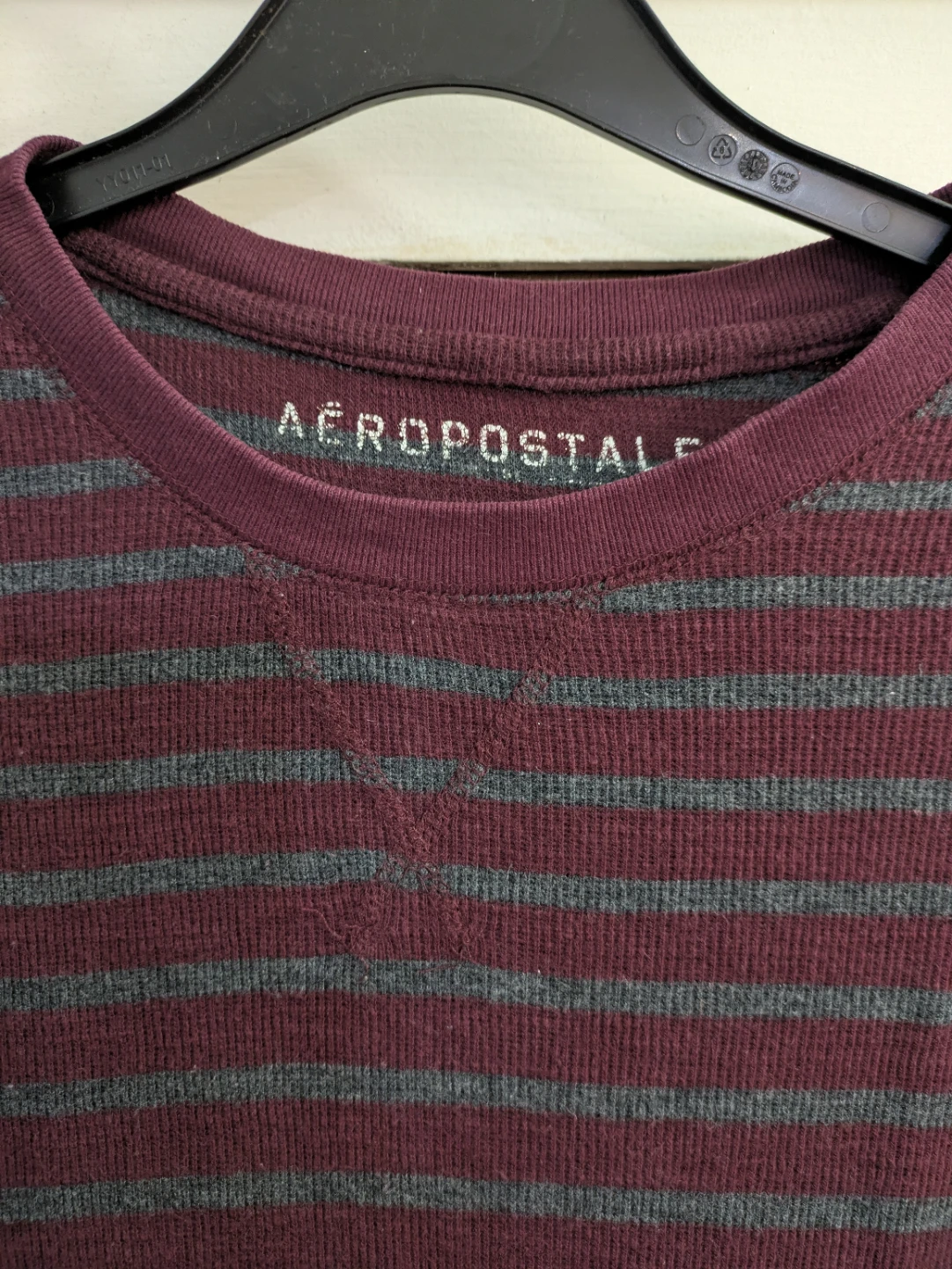 Aeropostale Men's Striped Long Sleeve Thermal Shirt - Small