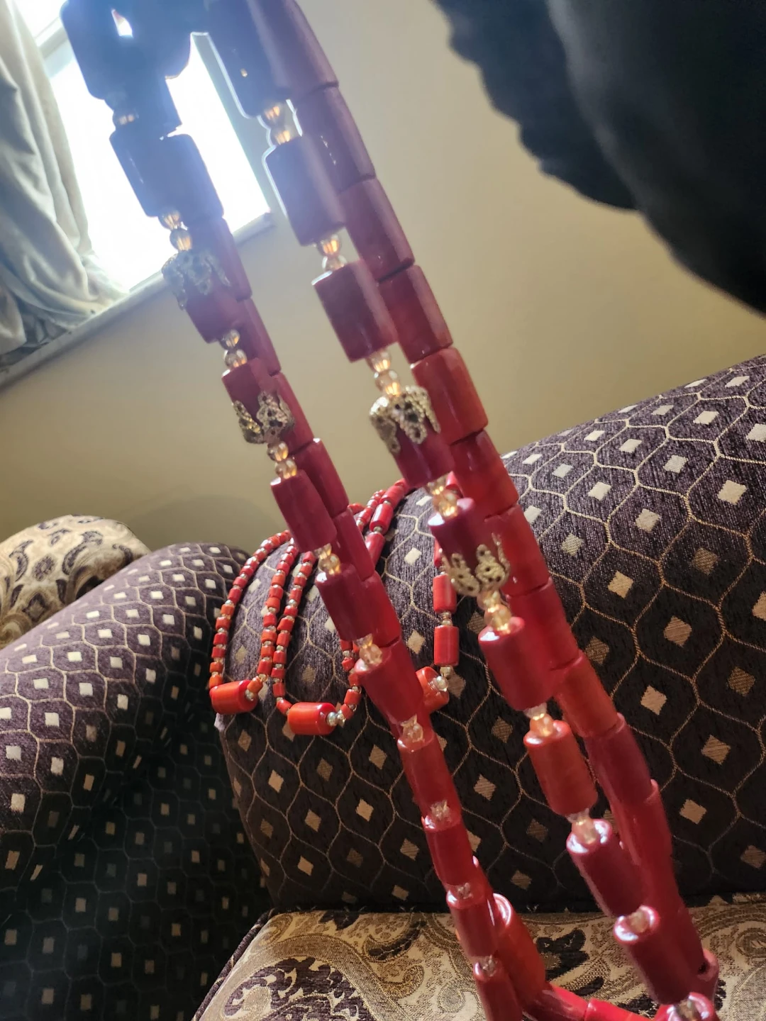 Red Beaded Necklace Set - photo 2