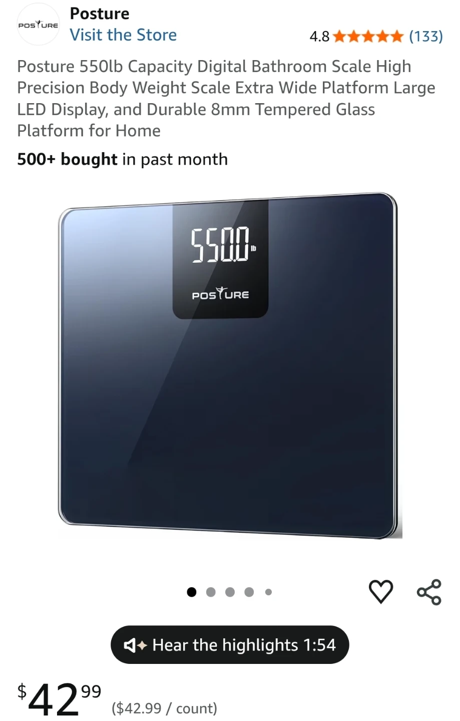 Digital Bathroom Scale - 550lb Capacity - photo 4