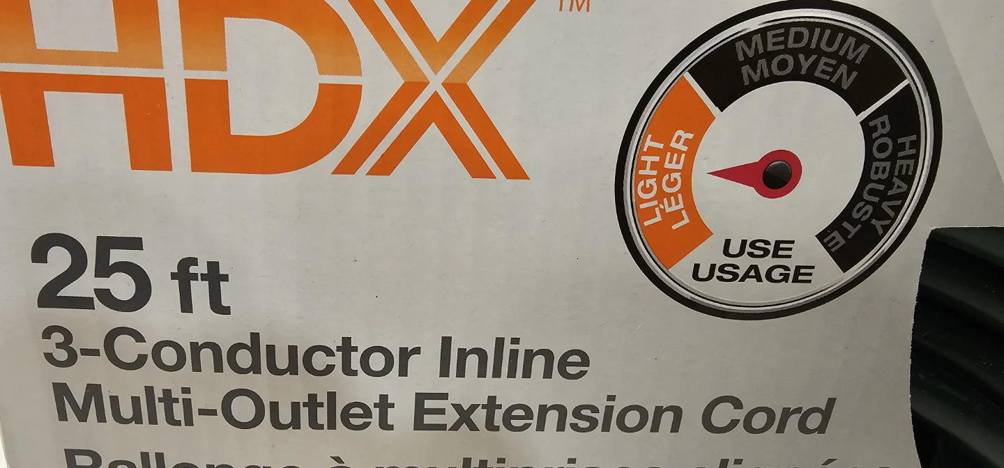 HDX 25 ft 3-Conductor Inline Multi-Outlet Extension Cord