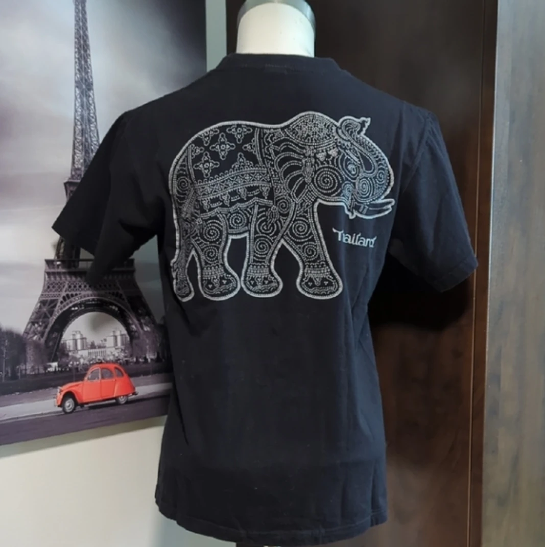Black T-Shirt with Elephant Design - Size M - photo 3