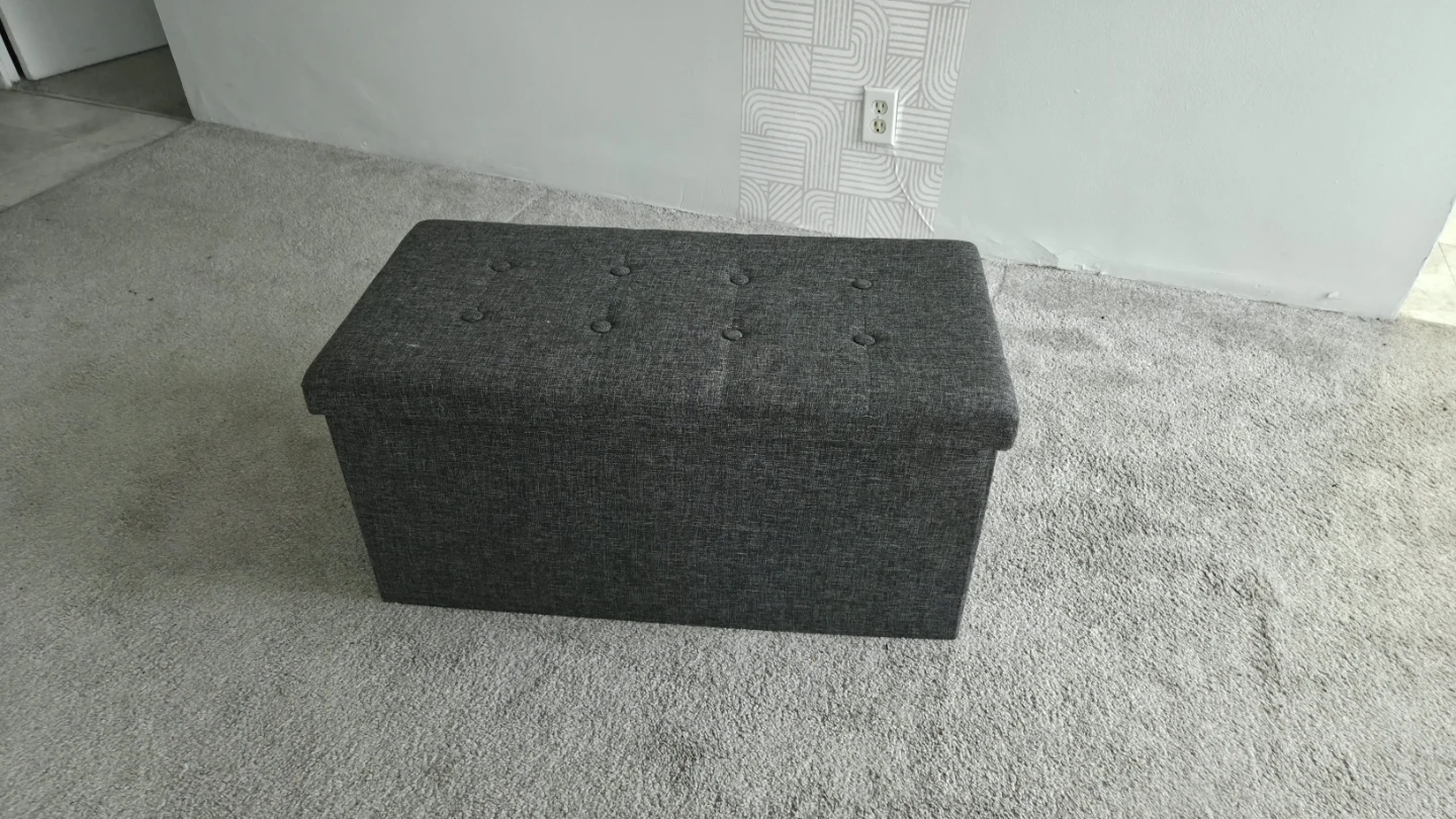 Dark Gray Storage Ottoman Bench