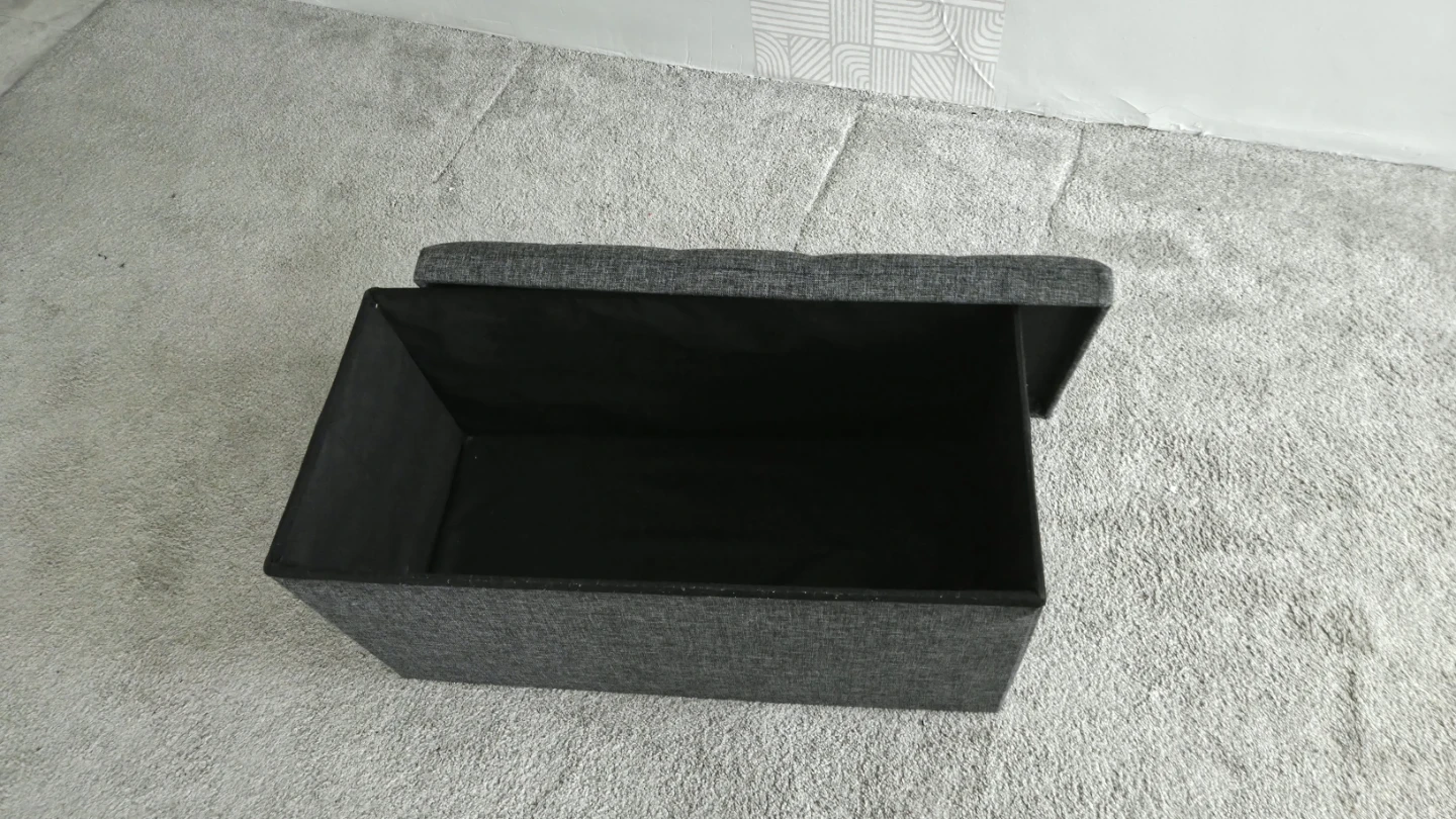 Dark Gray Storage Ottoman Bench - photo 2
