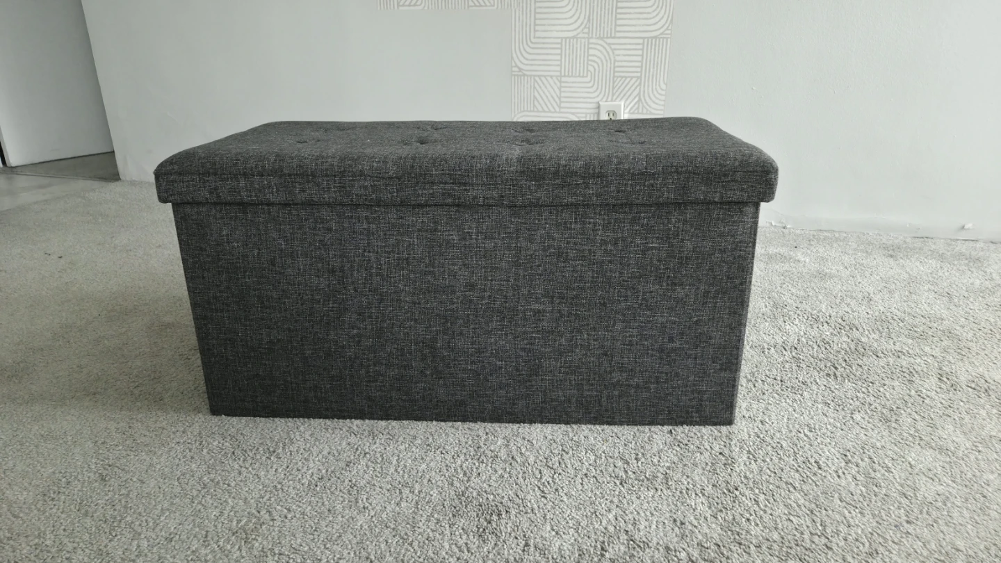 Dark Gray Storage Ottoman Bench - photo 3
