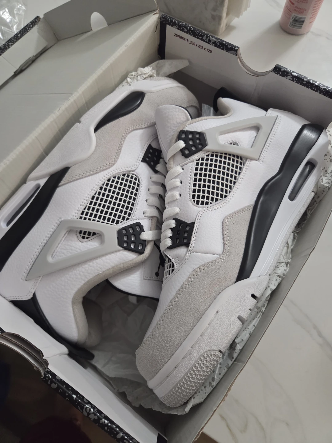 Air Jordan 4 Retro White Cement Sneakers - photo 3