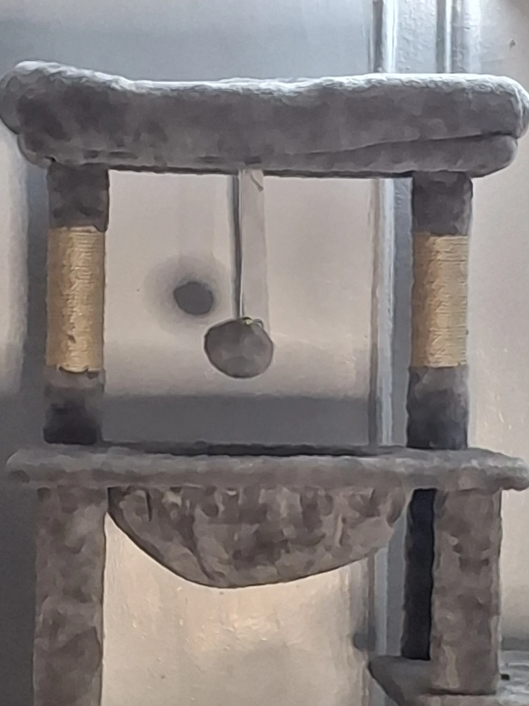 Gray Cat Tree Condo with Hammock and Scratching Posts