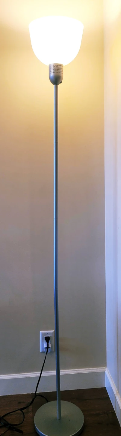 Silver Floor Lamp with White Shade