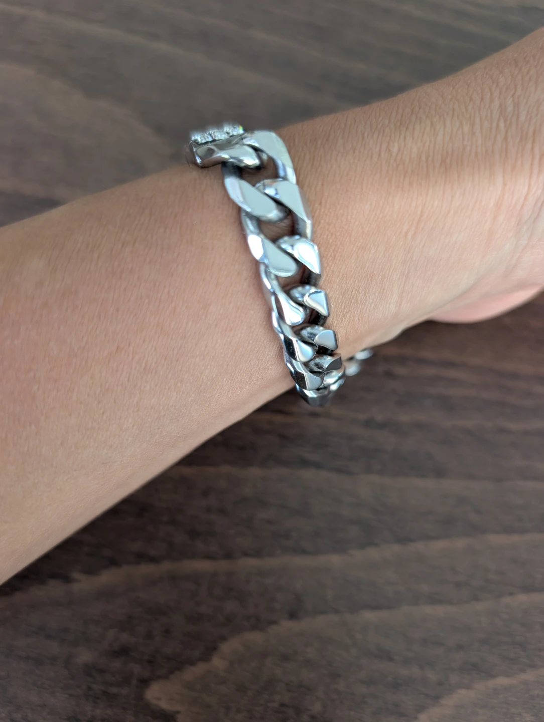Silver Chain Bracelet with Rhinestones - photo 2