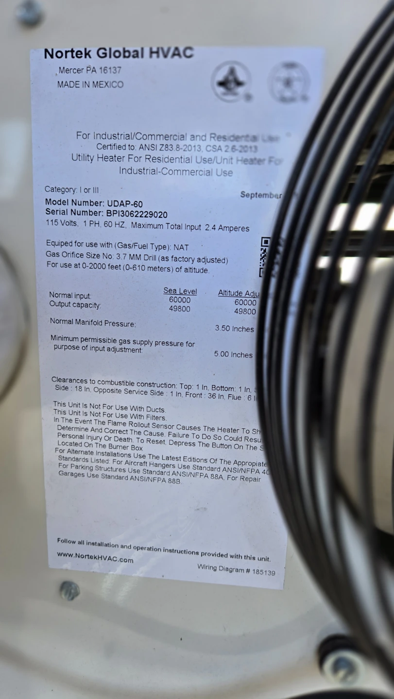Reznor UDAP-60 Gas Unit Heater - photo 4