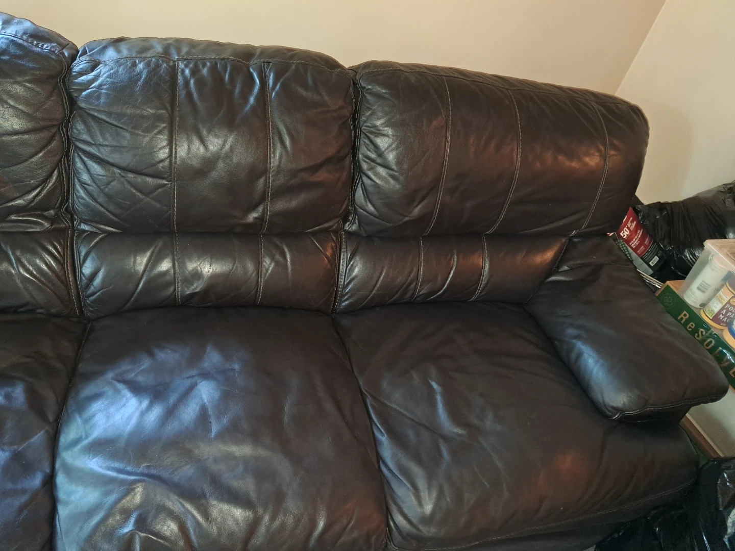 Dark Brown Leather Sofa