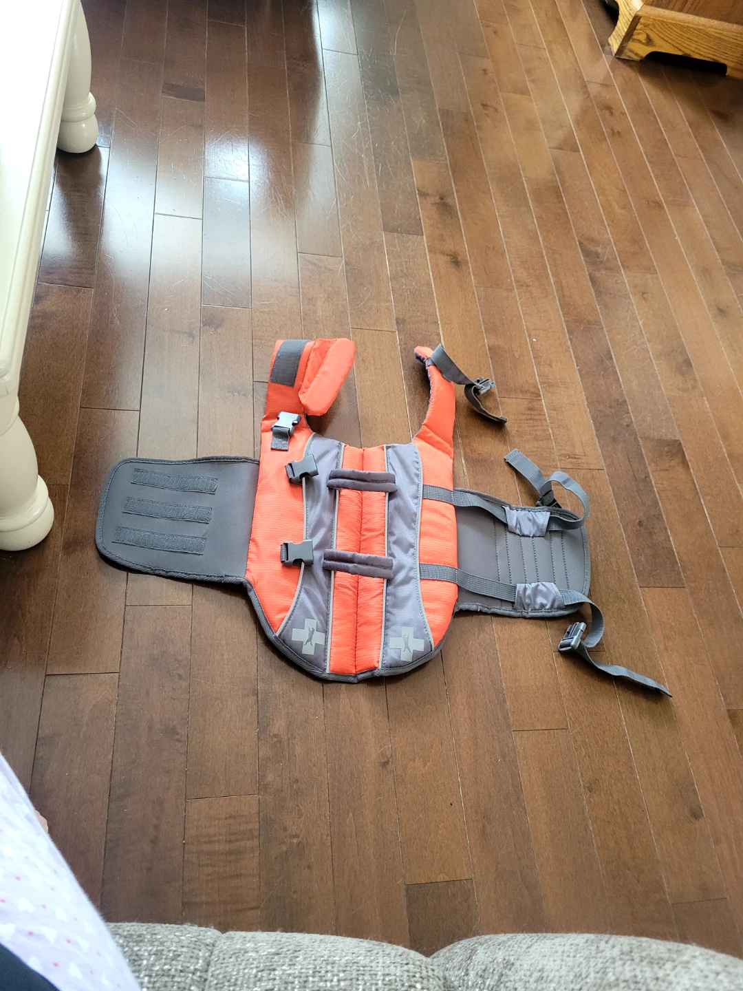 Dog Life Vest - Orange/Grey. Dog Life Jacket