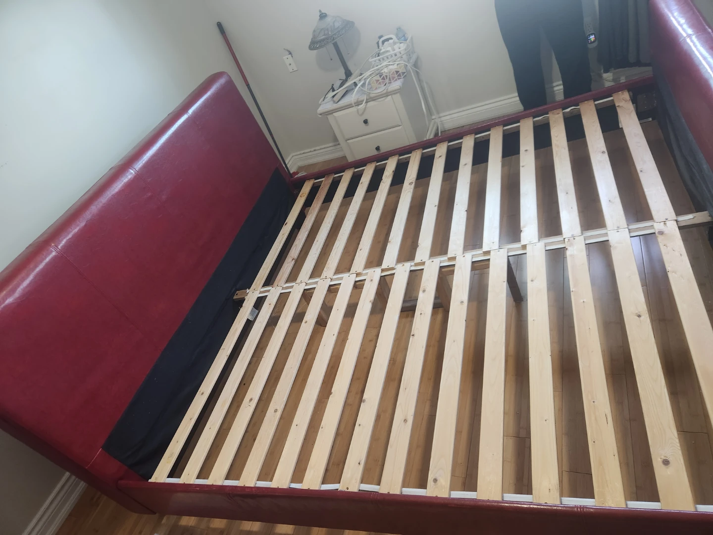 Red Faux Leather Bed Frame king size bed - photo 4