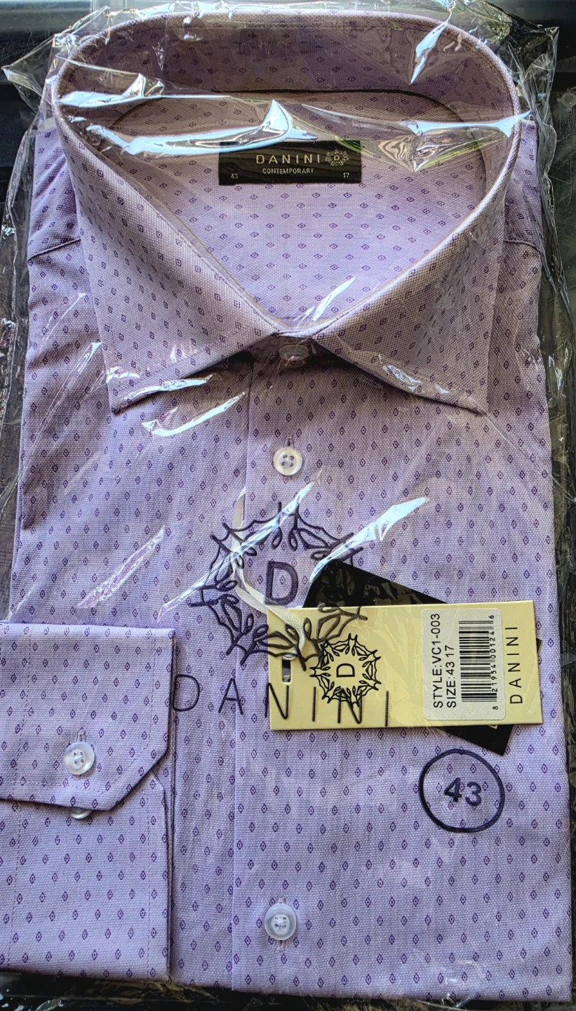 Danini Contemporary Men's Dress Shirt Purple Size 43(NWT)