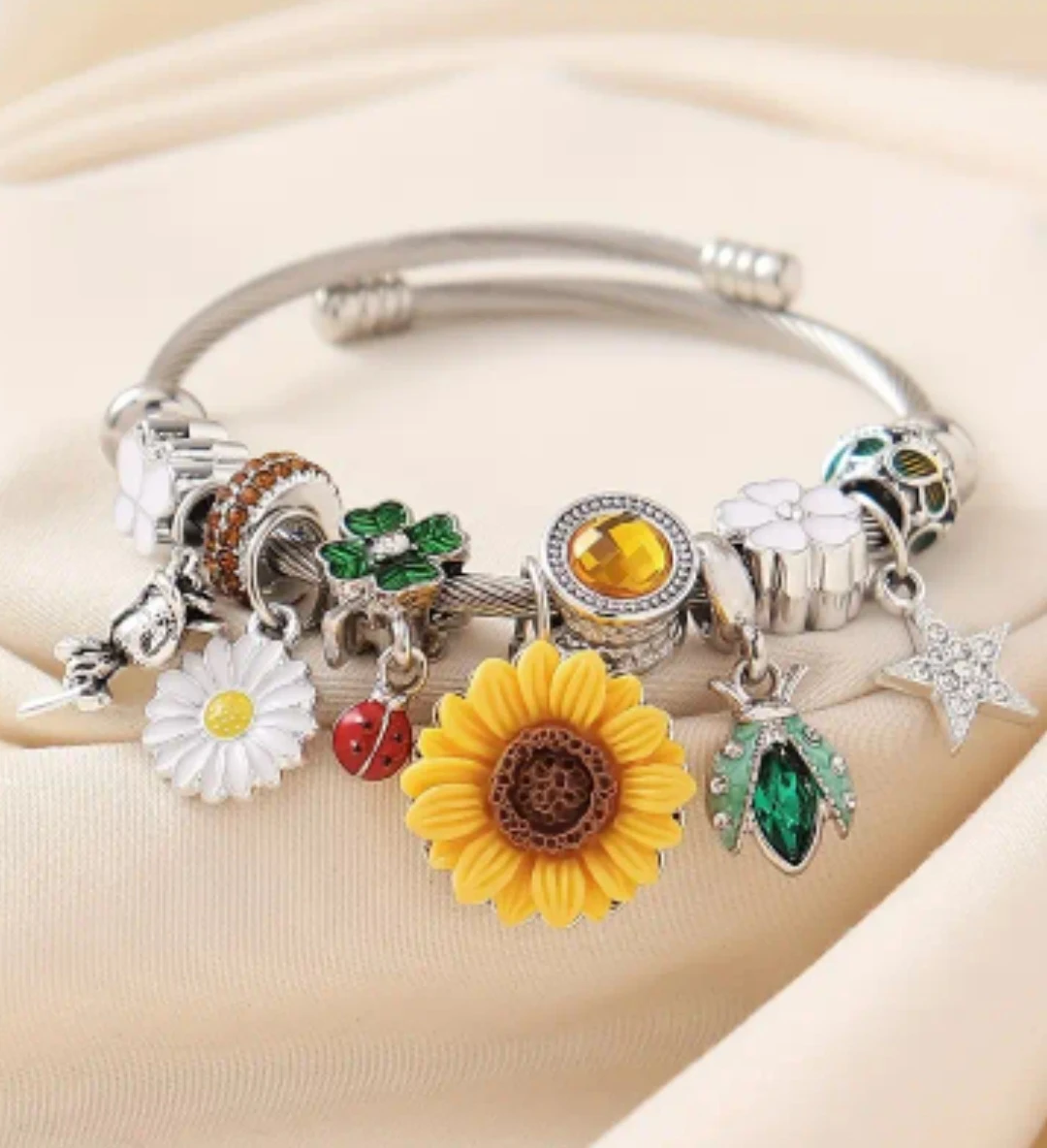 Charm Bracelet with Sunflower