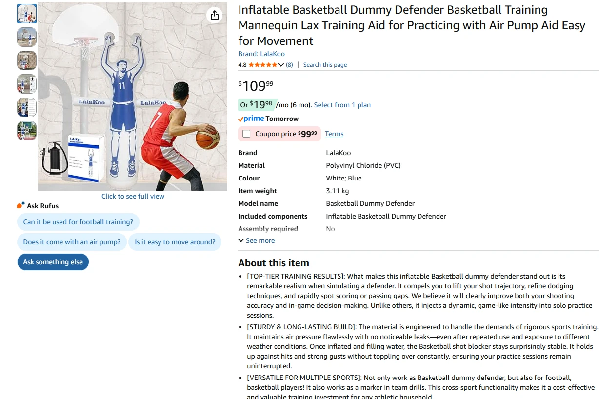 Inflatable Basketball Dummy Defender Training Aid - photo 2