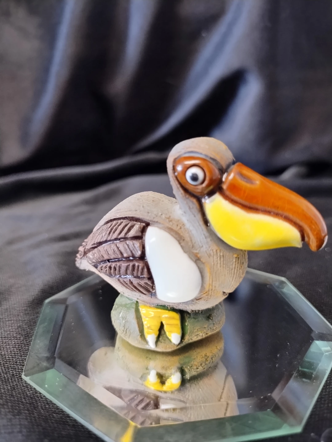 Clay Pelican Figurine