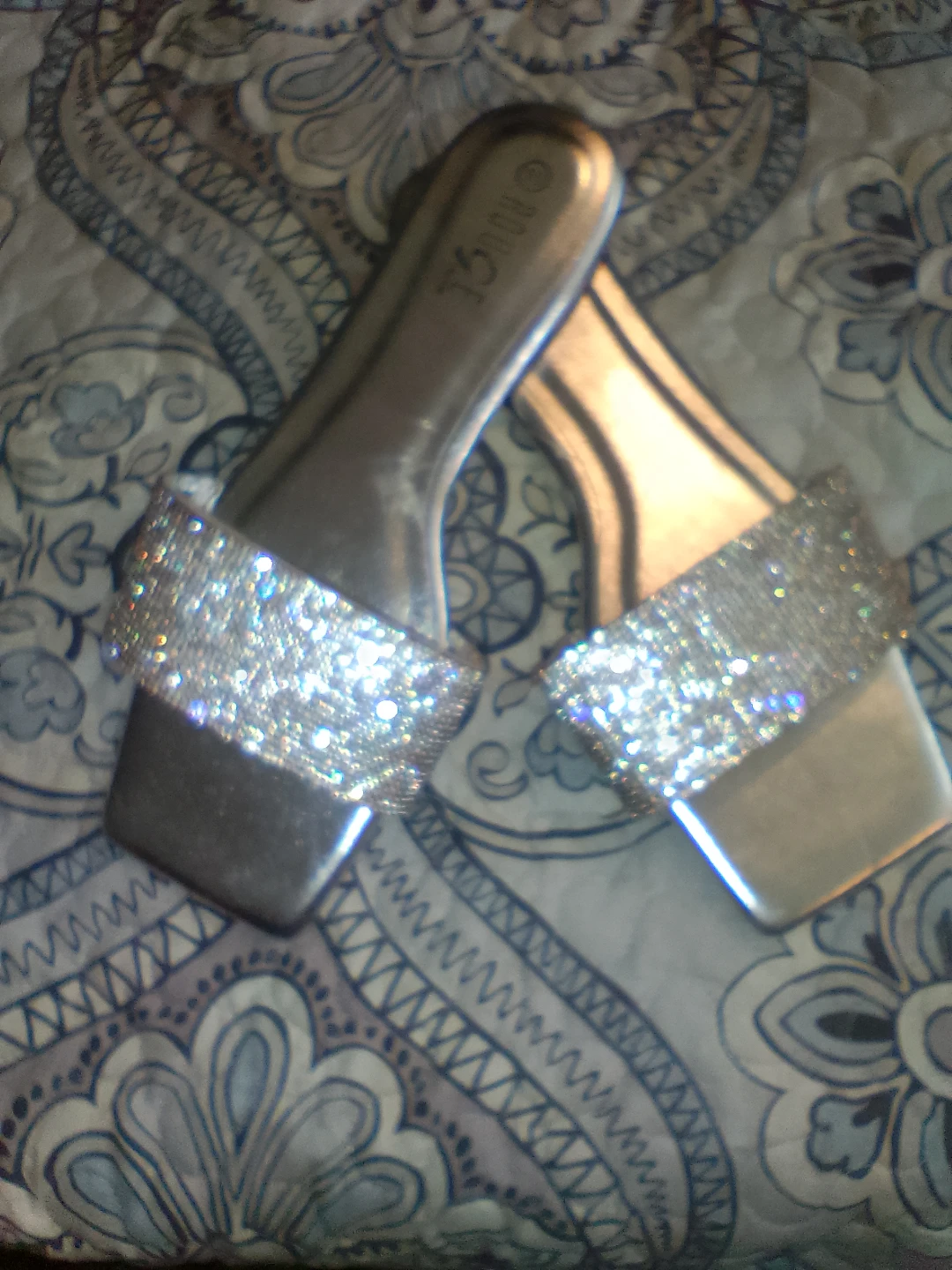 Rouge Sparkly Slide Sandals